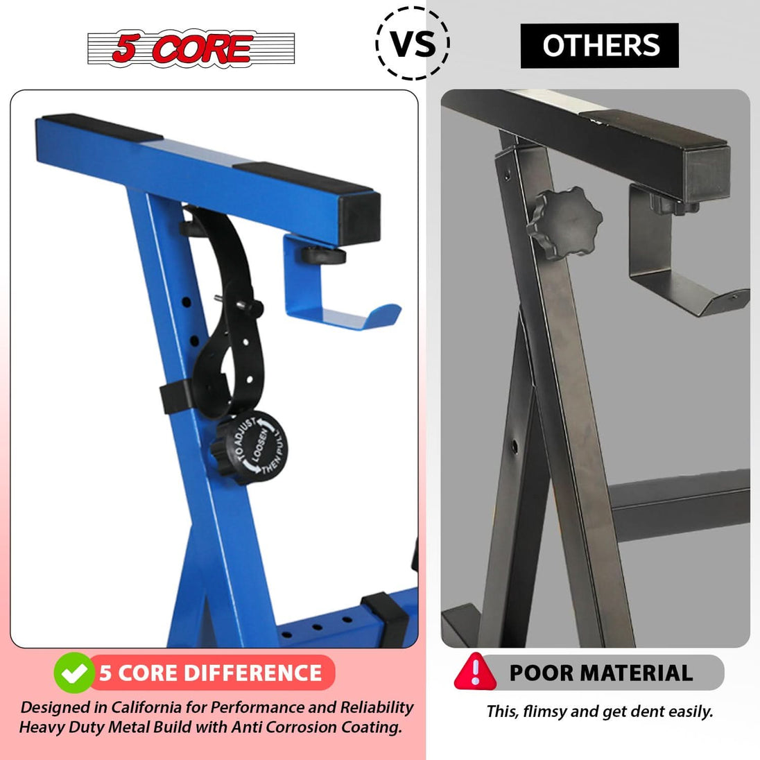 5Core Keyboard Stand Piano Riser Z Style Adjustable Height Width Music Stands for 54 - 88 Key Boards