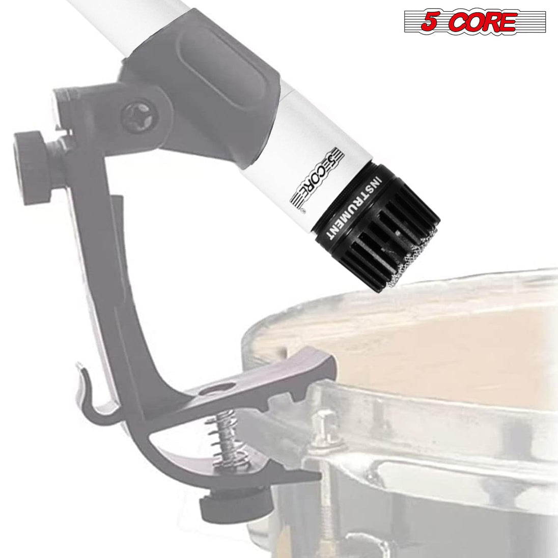 5 Core Drum Microphone Kit 9Pc All Metal Drummer Mics Tom/Snare & Cymbals Wired Instrument Drums Set