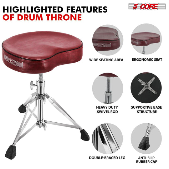 Reliable 5Core drum seat with saddle shape for added support