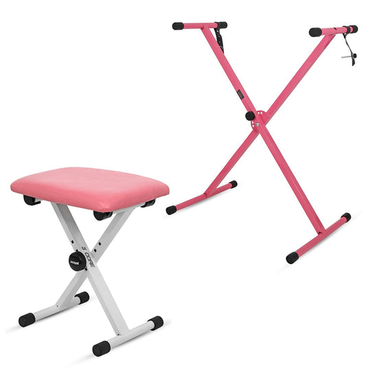 5Core keyboard stand single X style adjustable piano riser with cushioned bench