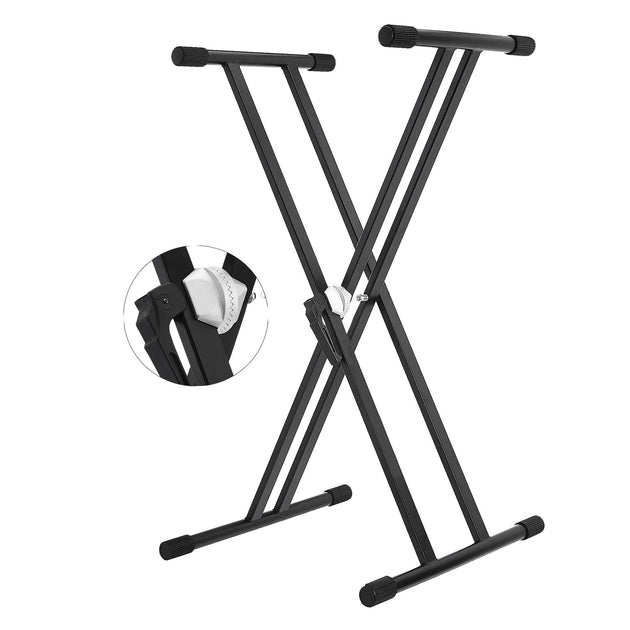 5Core keyboard stand double X style adjustable piano riser for 49 to 88 keys + gear