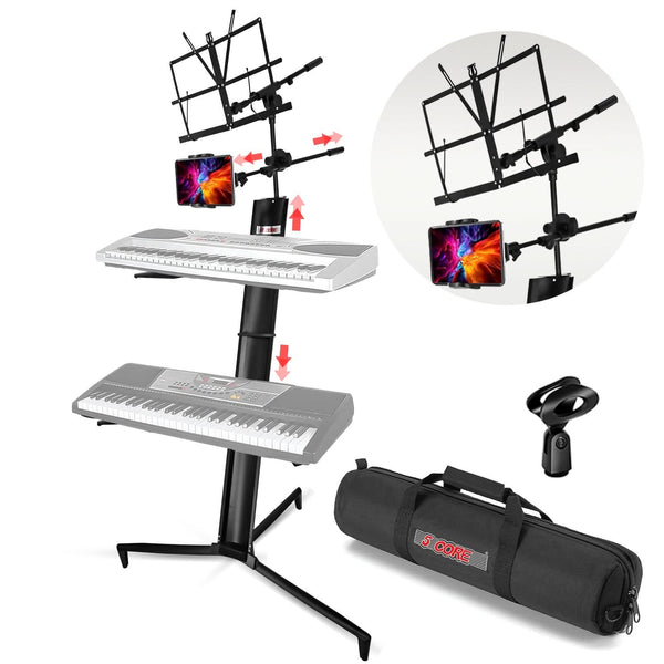 5Core 2 tier keyboard stand with adjustable height for electric piano