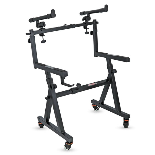 5Core 2-tier keyboard stand, Z style, adjustable electric piano riser holder with wheels