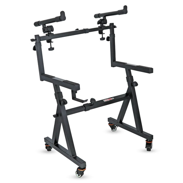 5Core 2-tier keyboard stand, Z style, adjustable electric piano riser holder with wheels