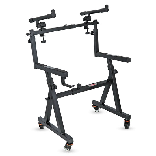 5Core 2-tier keyboard stand, Z style, adjustable electric piano riser holder with wheels