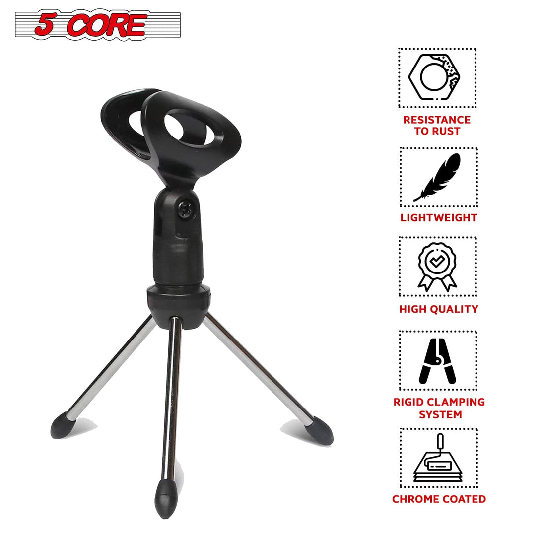 5 Core 2PCS Tripod Mic Stand Desk Universal Desktop Adjustable Table Top Microphone Stand