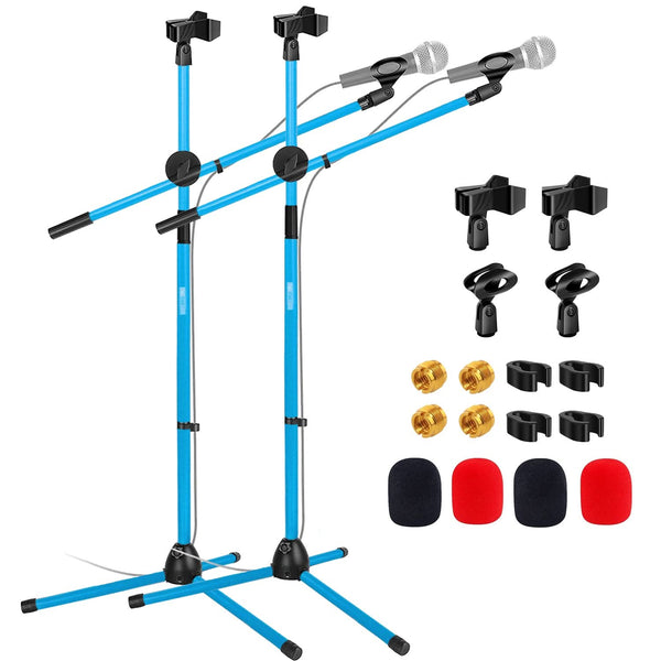 5 Core Mic Stand 2Pcs Floor Height Adjustable Tripod Microphone Stands w Telescoping Boom Arm