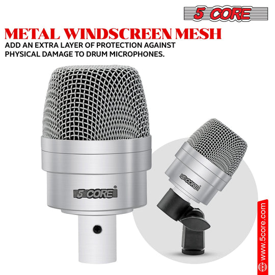 Premium drum microphone with a sturdy metal windscreen mesh for durability and protection.