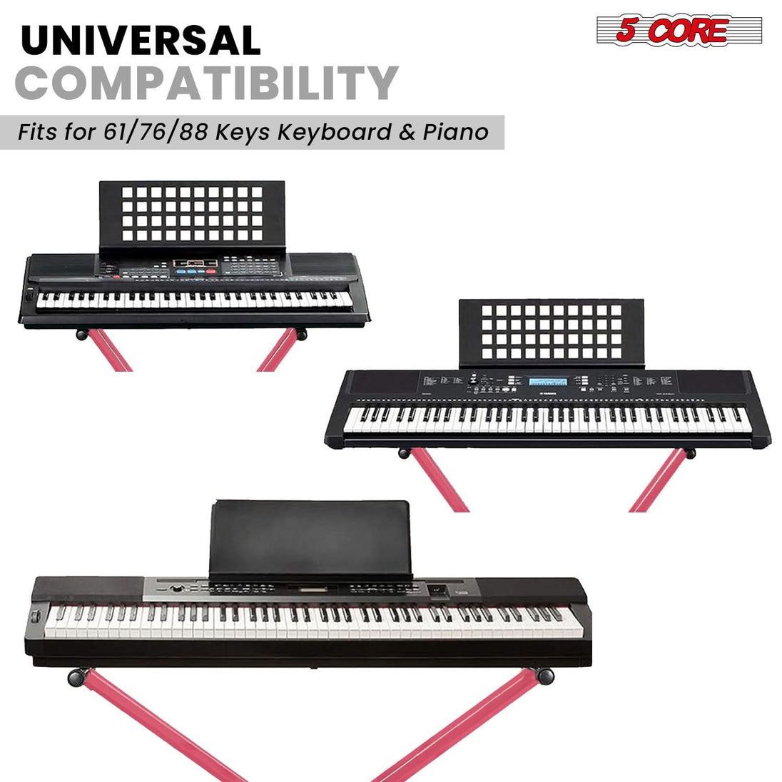 Baby pink 5Core adjustable double X style electric piano stand