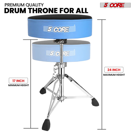 Heavy-duty drum seat with a cross-hair support design, offering maximum strength, comfort, and balance while playing.