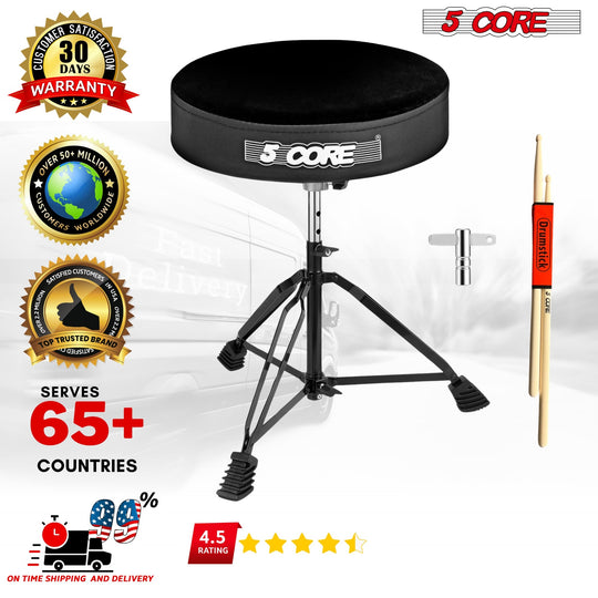 Reliable drummer's seat with a cushioned top, sturdy metal frame, and non-slip rubber feet for maximum support.	Best drum stool with an ergonomic design, durable metal frame, and non-slip rubber feet for superior balance.