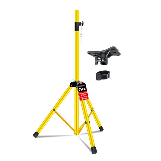5Core tall yellow speaker stand with tripod base and 72 inch adjustable height
