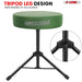 Tripod-leg saddle chair designed for drummers seeking durability and comfort in their setup.