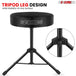 Drum stool with tripod leg design for stability and support.