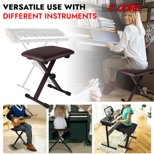 Heavy duty X style piano stool with soft padded seat for musicians