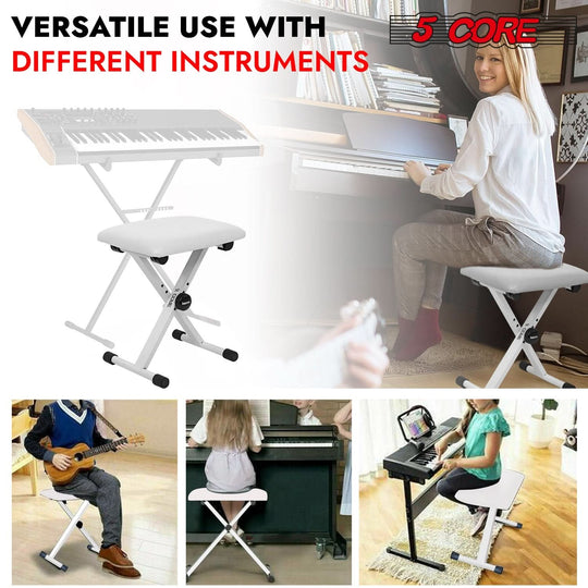 5 Core padded adjustable keyboard stool with durable X style legs