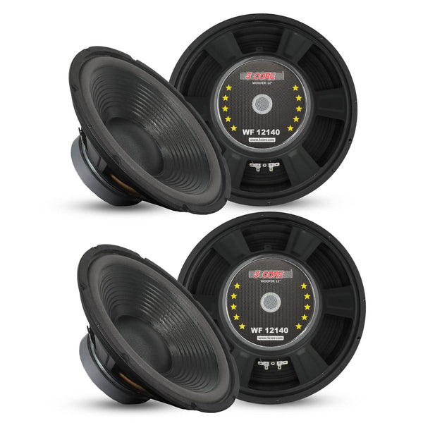 5 Core Car Subwoofer 2Pc 300W 12" Deep Bass Replacement Speaker 4Ohm 40 - 3.5 KHz Component Sub Woofer
