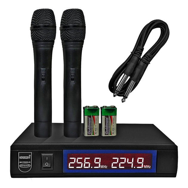 5Core wireless microphone system with dual VHF fixed frequencies and 100FT range