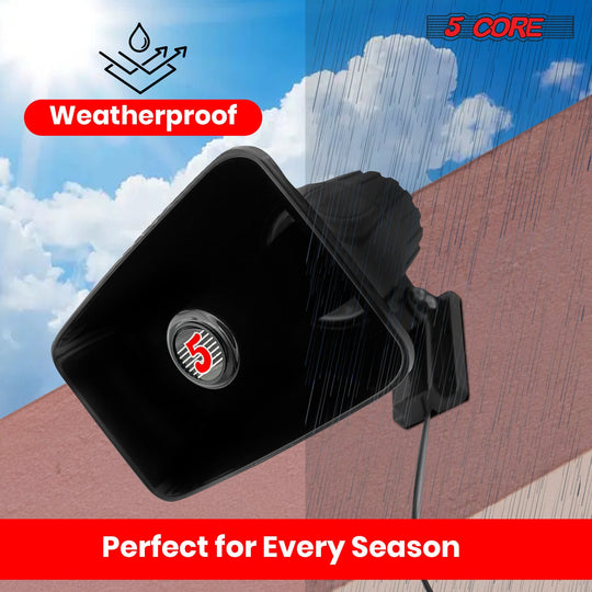 Weatherproof outdoor horn with durable construction, ensuring clear sound in all conditions.