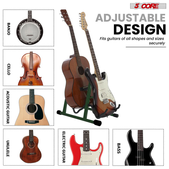 Adjustable guitar stand offering customizable height and secure fit for various guitar sizes and styles