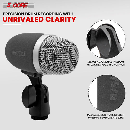 Drum microphone kit with multiple microphones for clear and accurate sound capture