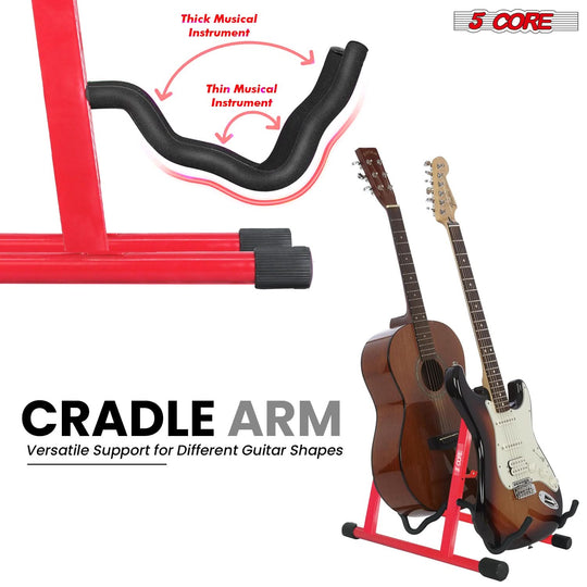 Dual guitar holder for safe and secure storage, offering sturdy support and easy access for both guitars