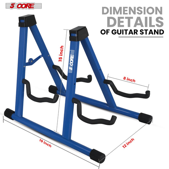 Sturdy dual guitar stand for securely holding two guitars on the floor, ideal for display and storage