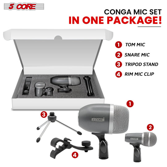 Dynamic XLR mic set for tom instruments by 5 Core