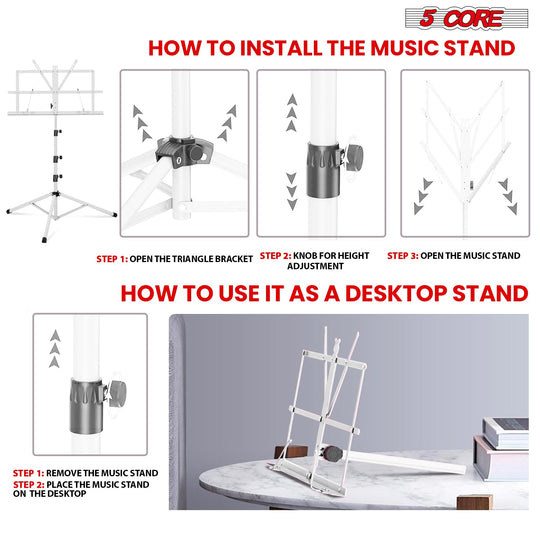 Clear step-by-step installation instructions with visuals for easy setup and assembly of music equipment or stands