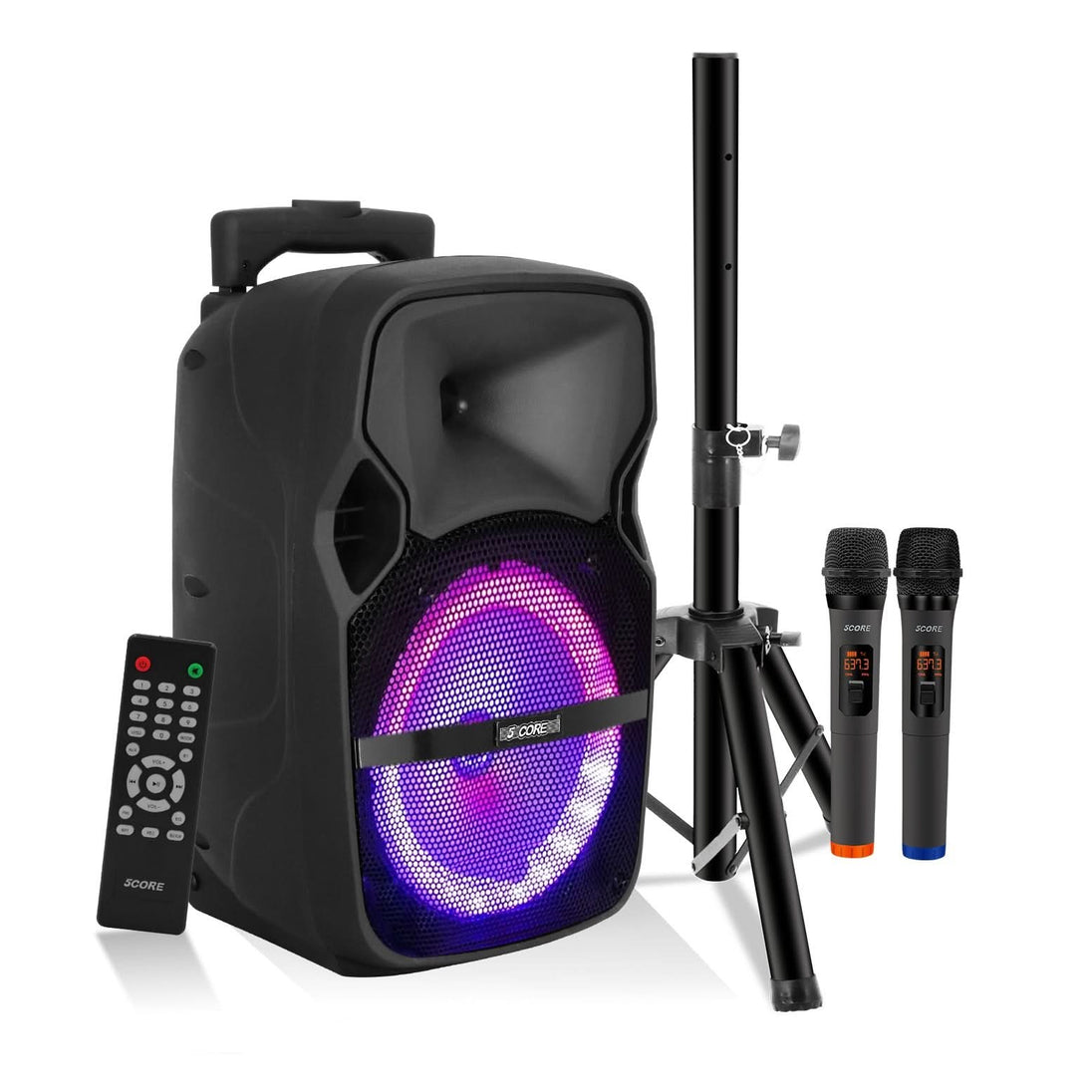 8 inch portable Bluetooth speaker with karaoke function and wireless microphones