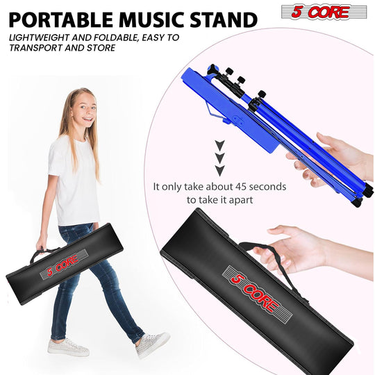 Portable music note holder with adjustable height, lightweight design, and sturdy construction for convenient performances