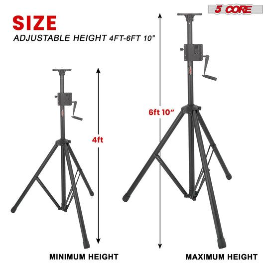 Crank adjustable heavy-duty floor tripod speaker stand with 35mm PA pole mount