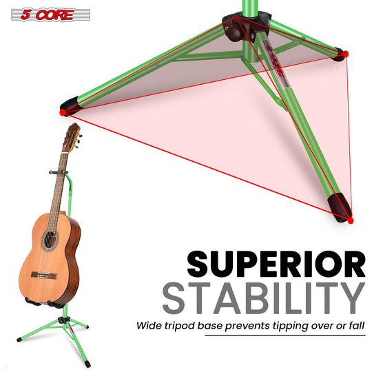 Super stable guitar stand with reinforced base, non-slip feet, and durable frame for secure instrument placement