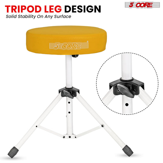 Drum stool with super stable tripod legs for maximum support and stability during performances