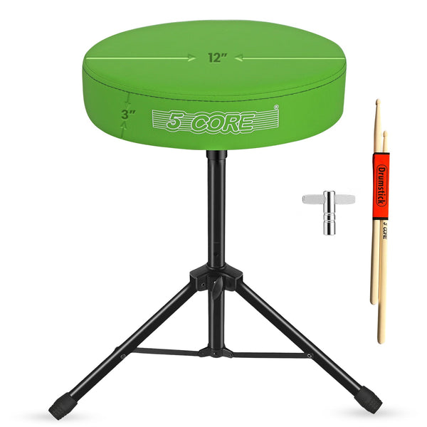 5Core Drum Throne Adjustable Guitar Stool Padded Drummer Seat for Adults & Kids Dark Green